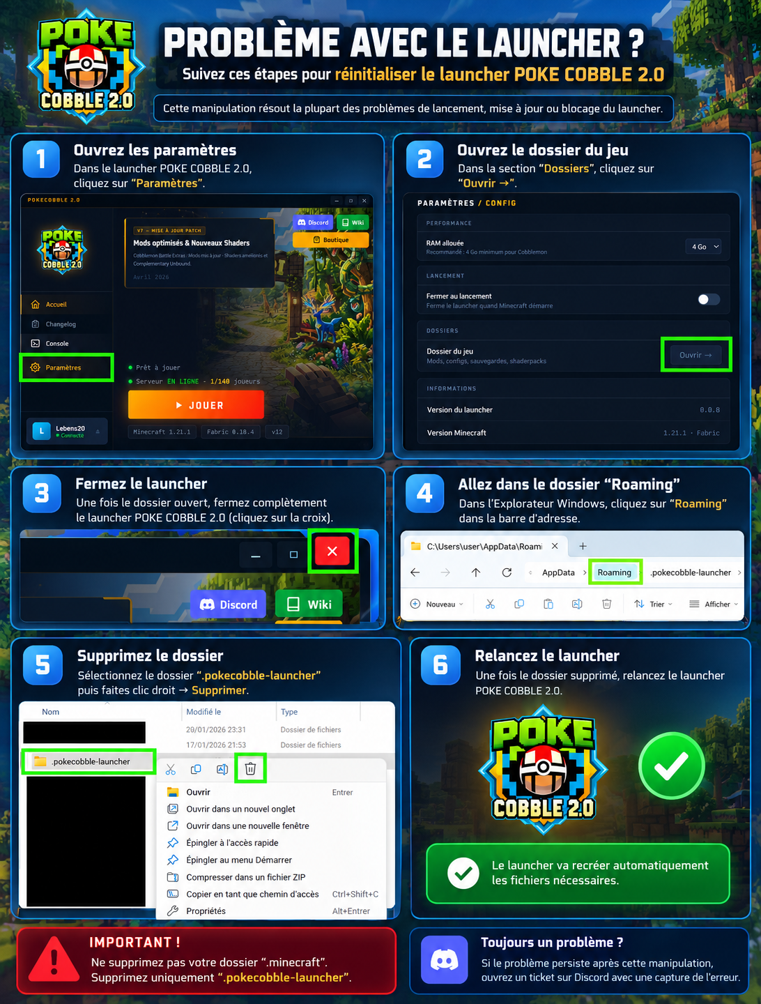 Guide de dépannage du launcher POKE COBBLE 2.0